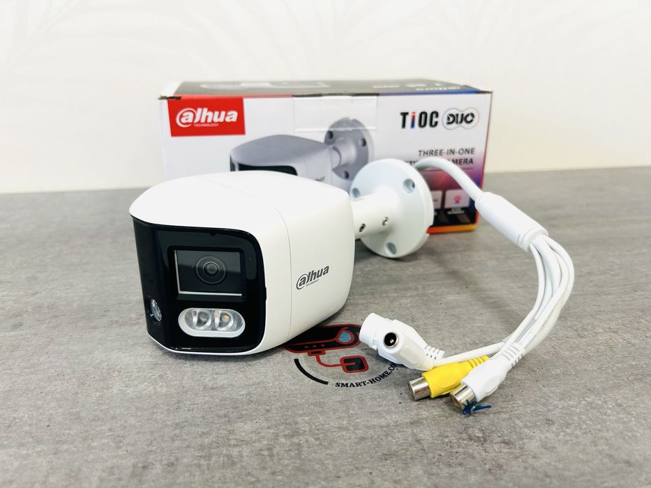 180° Панорамная уличная 8Мп Dahua IP камера с сиреной микрофоном PoE