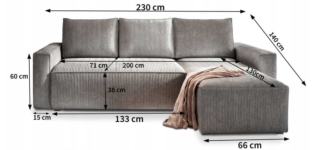 Narożnik do Salonu FUNKCJA SPANIA Pojemnik Rogówka NOWOCZESNY