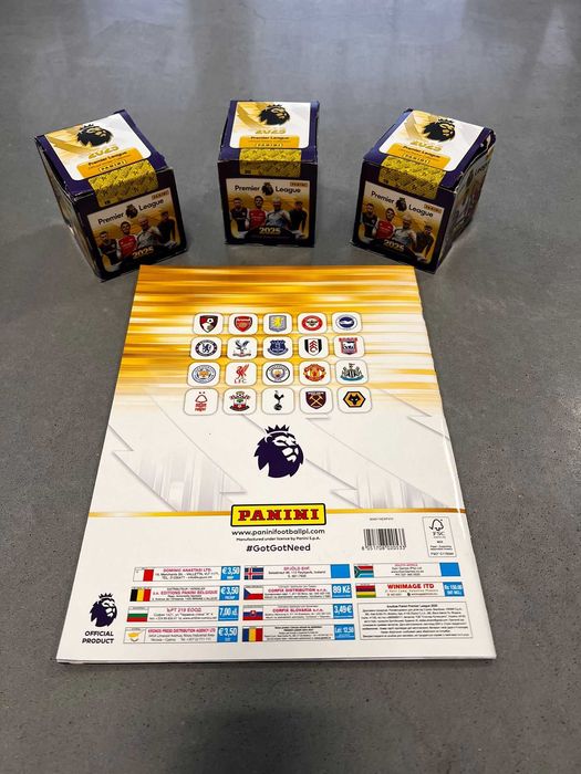 Mega Lote Panini Premier League 2025 – Álbum Oficial + 3 Caixas Seladas (750 Cromos)