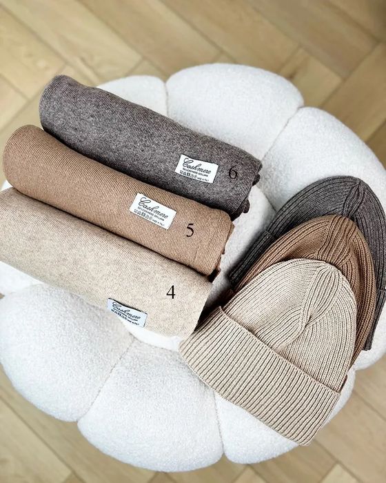 Zestaw 50% Kaszmir 50% Wełna Szalik+Czapka Kaszmirowy Cashmere Kolory