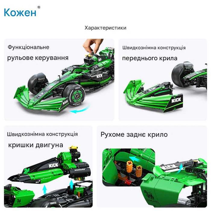 Конструктор CaDA Kick Sauber F1 Team C44 1:8 (C64010W), 2553 деталі