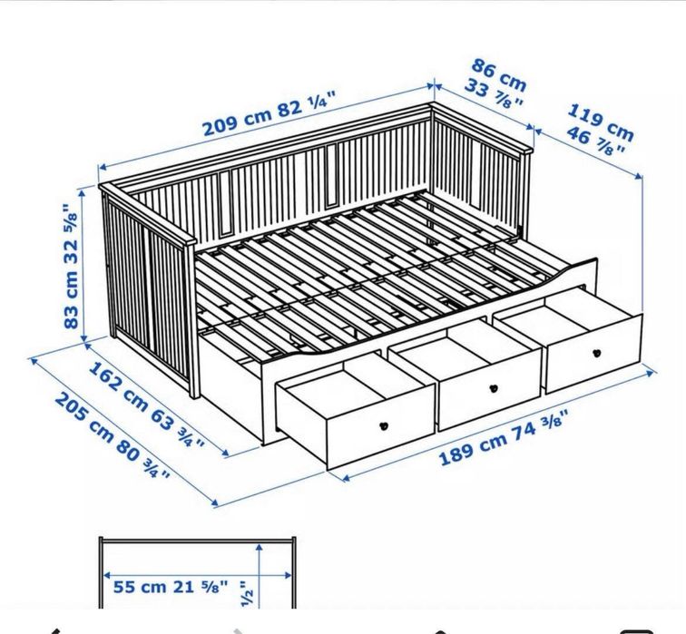Łóżko Ikea Hemnes  rozkładane