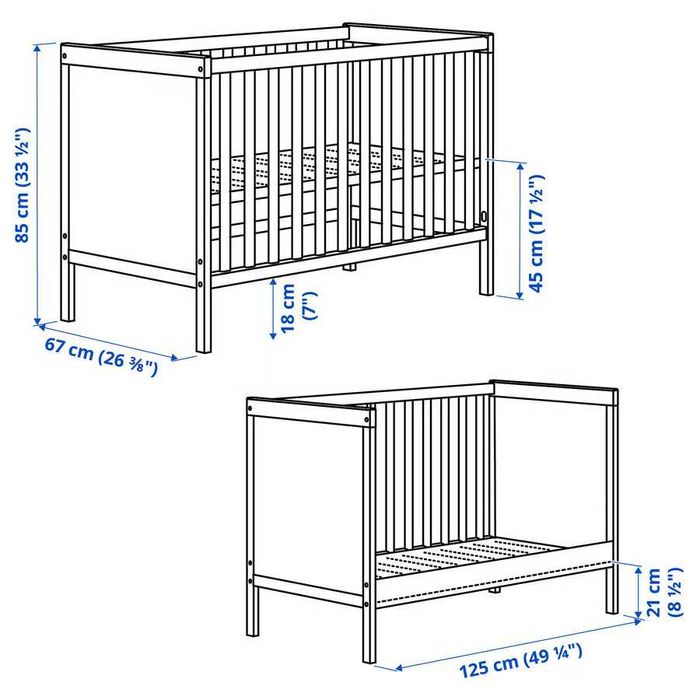 IKEA SUNDVIK 002.485.67 Дитяче ліжко + матрац IKEA SKÖNAST, 60x120 см