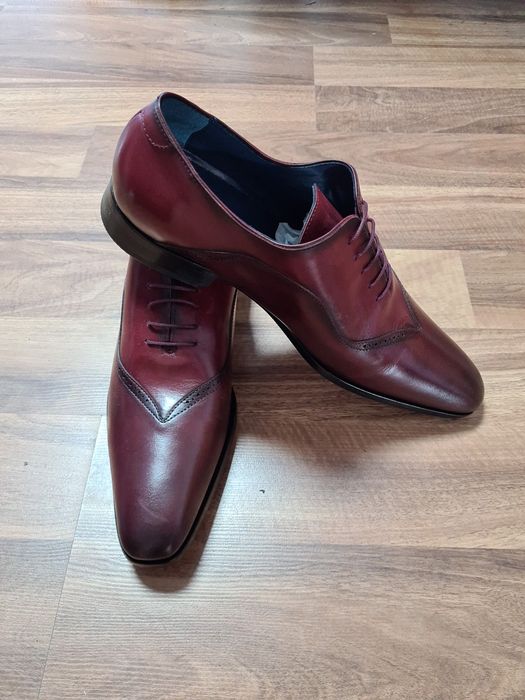 Brett & Sons Eleganckie buty wizytowe męskie Bordowe duże rozmiar 45