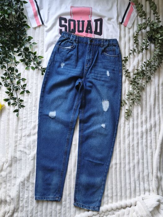 Jeans 164 nowe boyfriend niebieskie