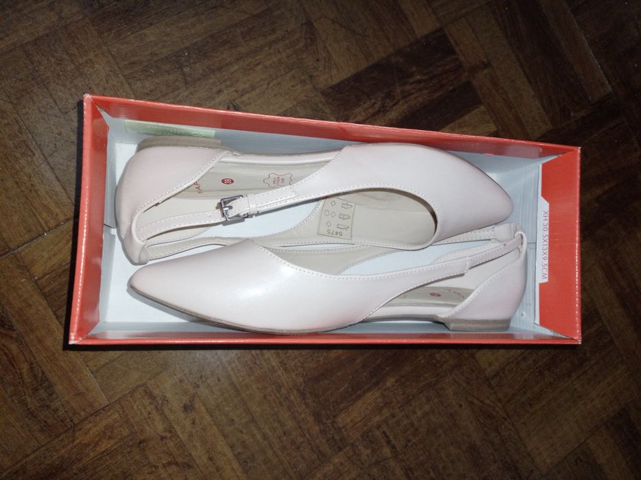 Sapatos creme/rosa com palmilha em pele genuína com caixa