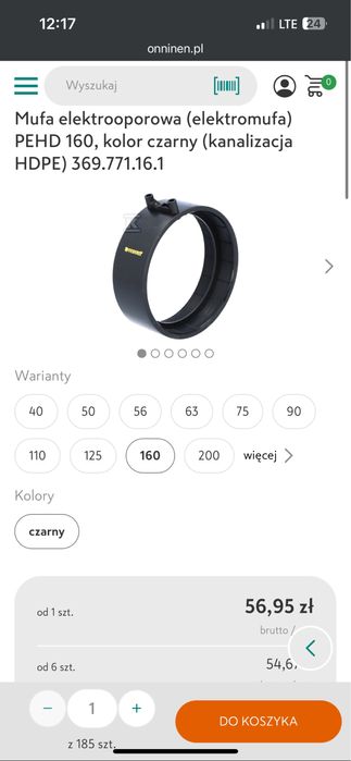 Kolano PEHD 160/45 do kanalizacji mufa 110 kanalizacyjne