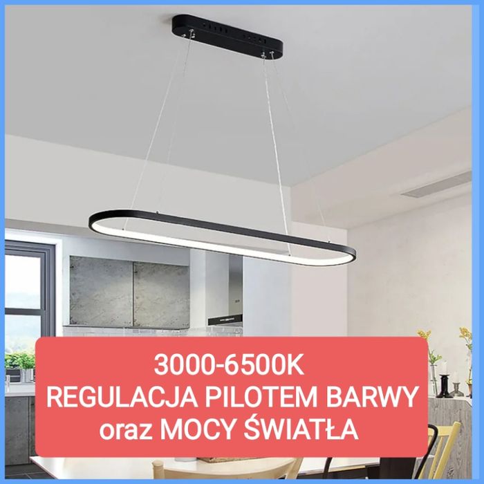Nowoczesna lampa sufitowa LED z pilotem  ściemniana + barwa regulowana