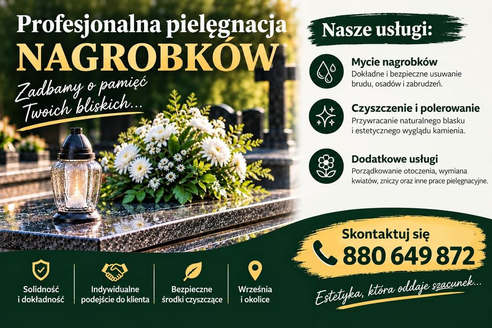 Pielęgnacja nagrobków mycie grobów