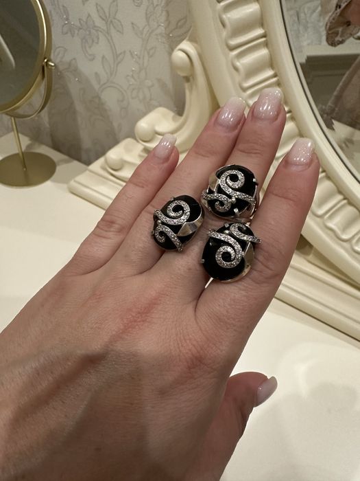 Комплект серебрянный с золотыми вставками