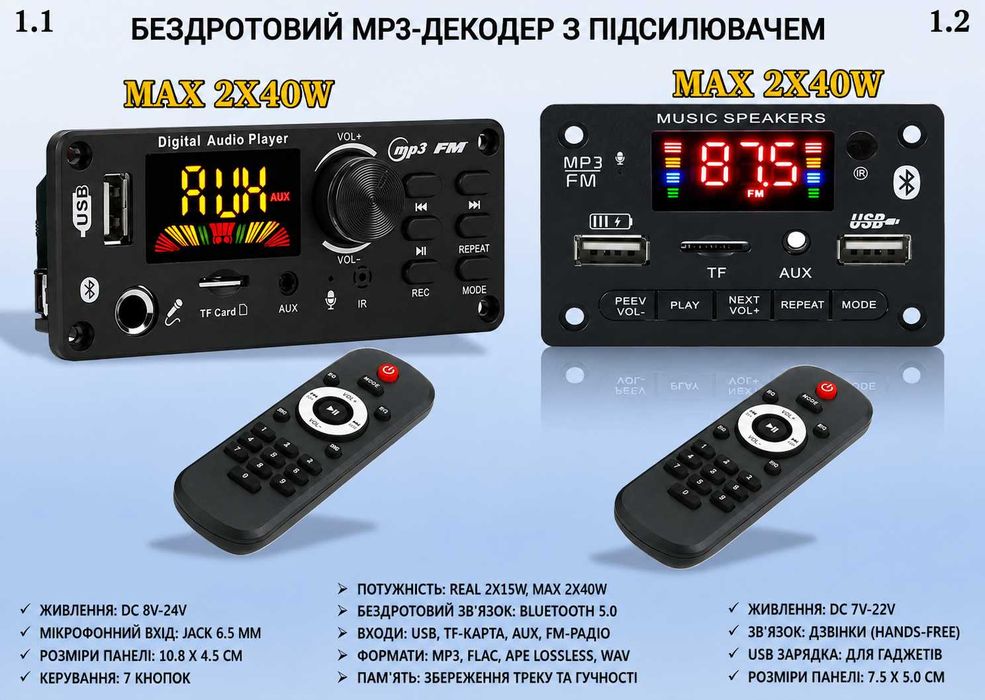MP3 плеєр, модуль, декодер з пультом Bluetooth FM