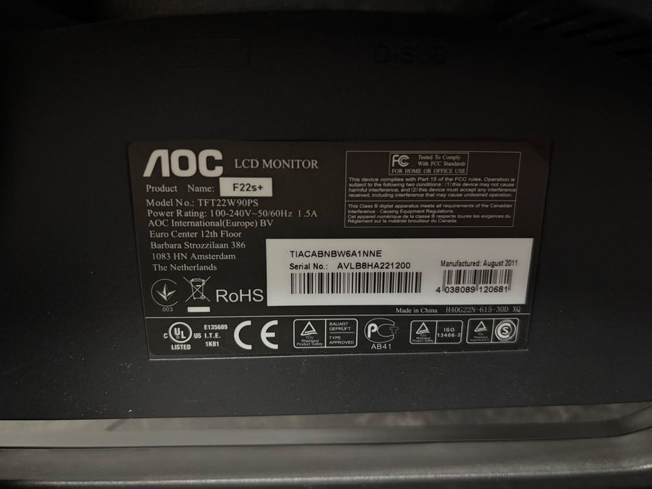 Monitor AOC LCD 50/60hz
