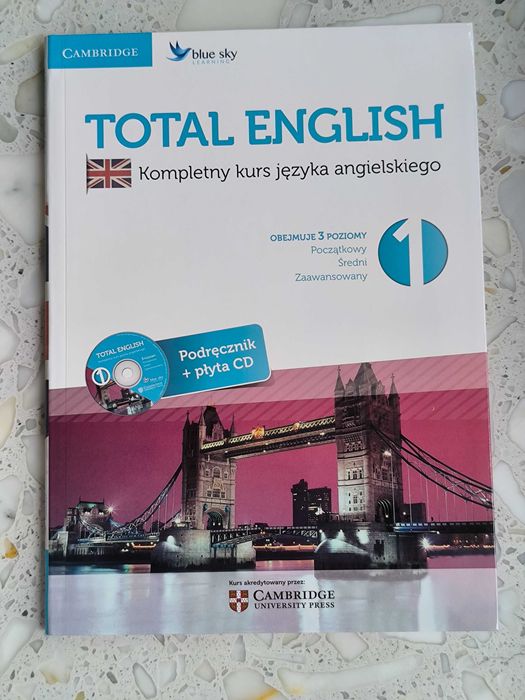 Cambridge "TOTAL ENGLISH 1" z płytą, 3 poziomy (nowe)