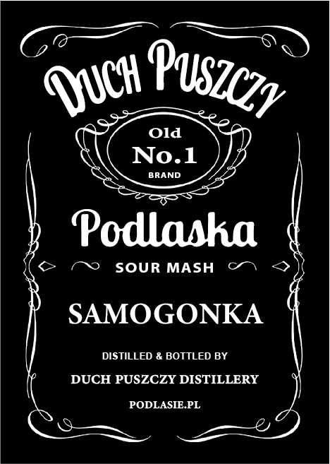 etykiety samoprzylepne Duch Puszczy na alkohol 75x107 naklejki