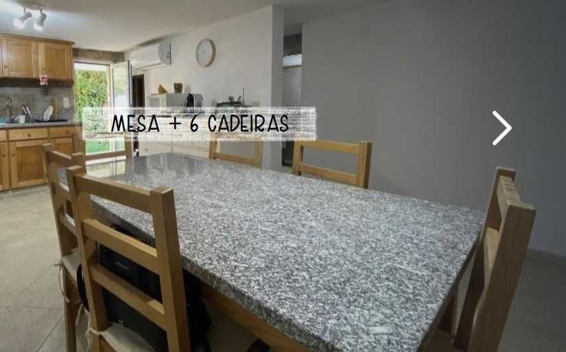 Mesa com tampo em granito + 6 cadeiras