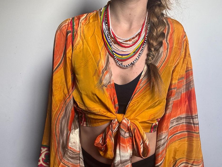 Bluzka boho top Indie szerokie rękawy