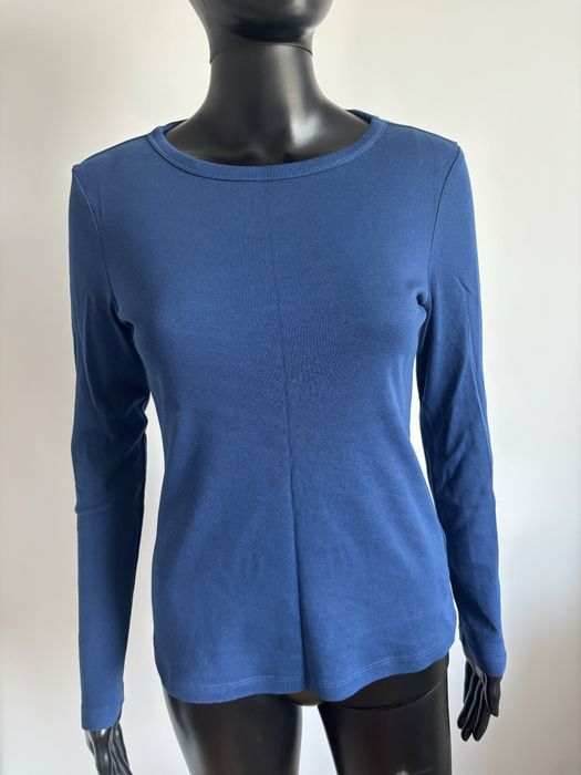 Niebieska bluzka damska s.Oliver gładki longsleeve z długim rękawem basic S