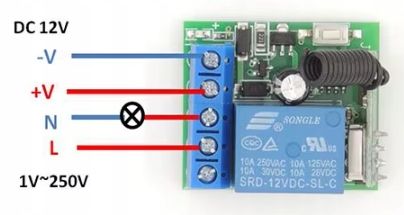 1-kanałowy przekaźnik 12V 433MHz