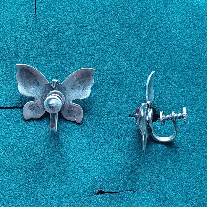 Klipsy srebrne motylki,vintage