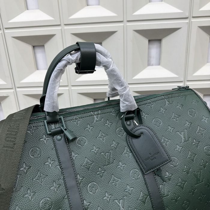 Louis Vuitton Keepall сумка зеланая кожаная спортивная дорожная