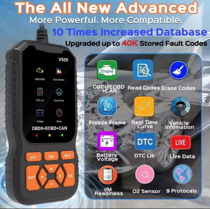Автосканер Xiamen V520 діагностичний адаптер 
OBD-2.