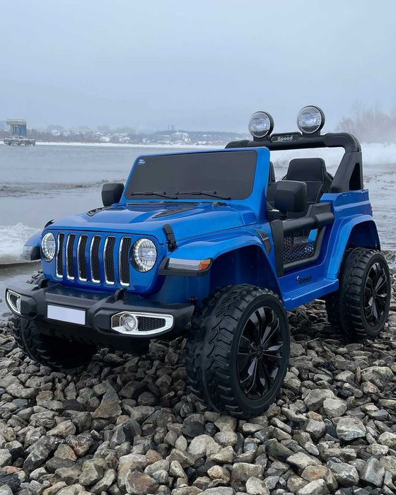 Duży JEEP autko na akumulator JEEP WRANGLER 4x4 niebieski LAKIER