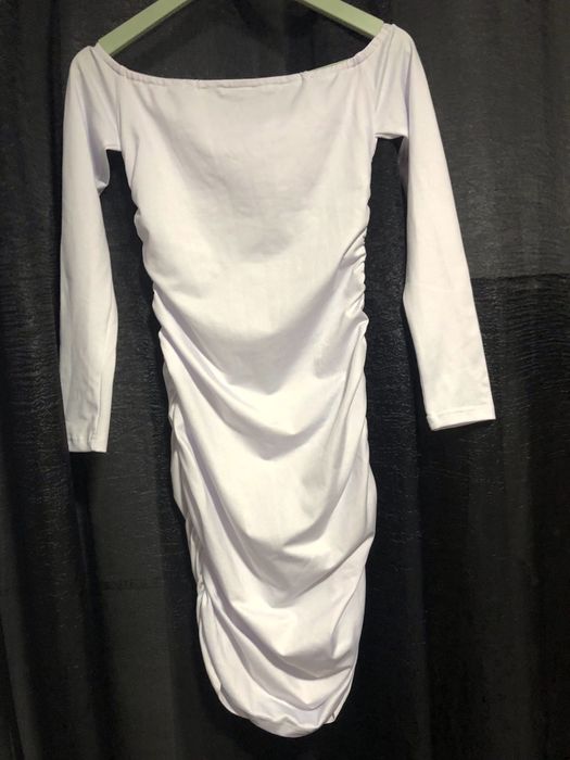 Vestido Branco Justo com Franzido | SHEIN | Tamanho S