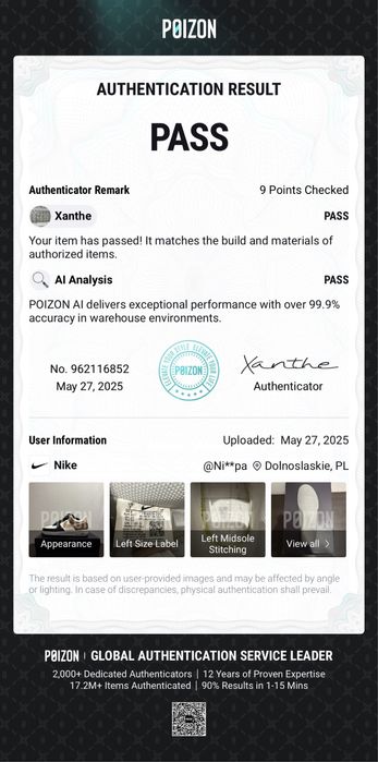 Certyfikat Autentyczności | Nike Air Force 1 Low '07 Mocha 40 EU