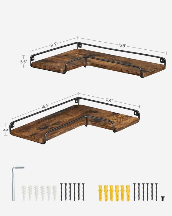 Półka narożna VASAGLE  w kształcie litery L, zestaw 2 sztuk