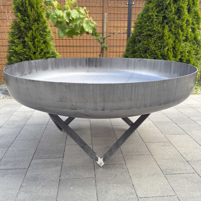 Wielkie palenisko ogrodowe stalowe Deep 150 XXL cm głęboka misa Dennica stalowa gruba 4,5 mm grill ognisko