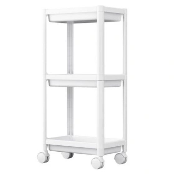 Пластикова біла поличка на колесах