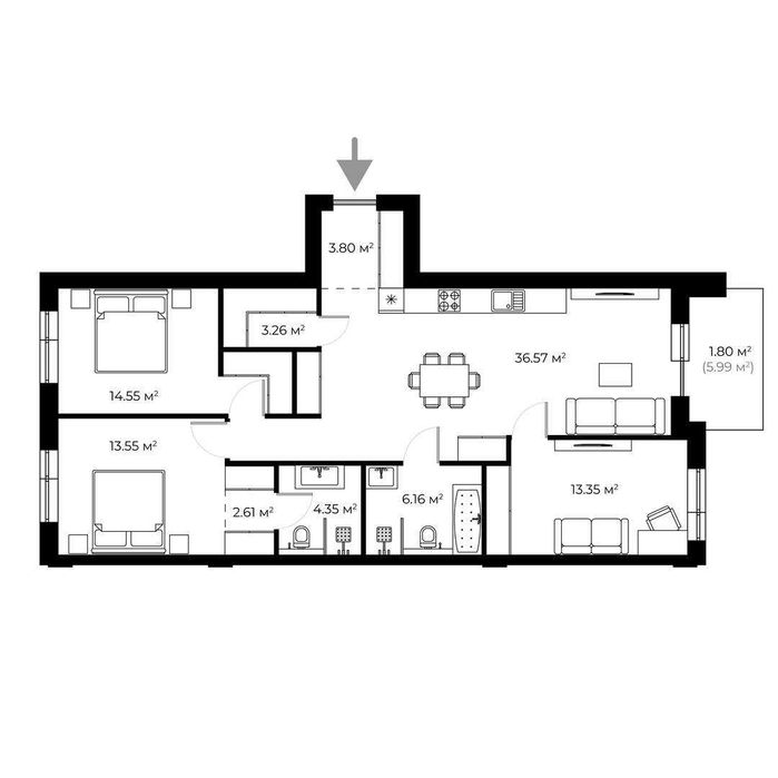 3-кімнатна квартира | DREAM HILLS | Ужгород, DH 2.39