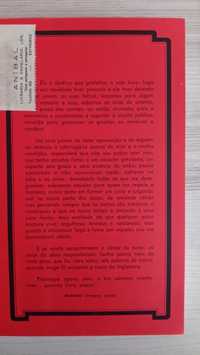 Matthew Gregory Lewis, O Monge