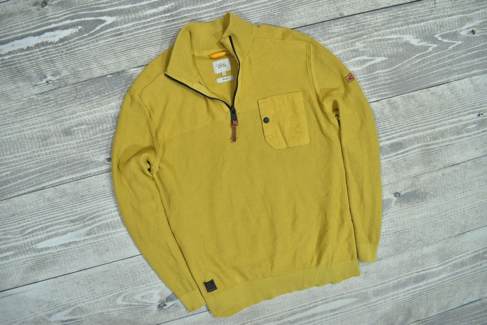 Camel Active Żółty Sweter Męski Organic Bawełna Half Zip L