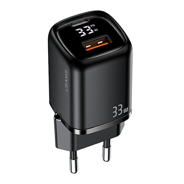 USAMS Ład. siec. 1xUSB-C+1xUSB T46 33W(only head) PD3.0 +QC3.0 Fast Charging czarny/black CC152TC01 (US-CC152)