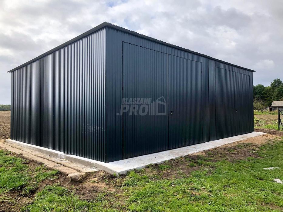 Hala Garaż blaszany 8x6 ścianka działowa Brama dwuskrzydłowa  GP142