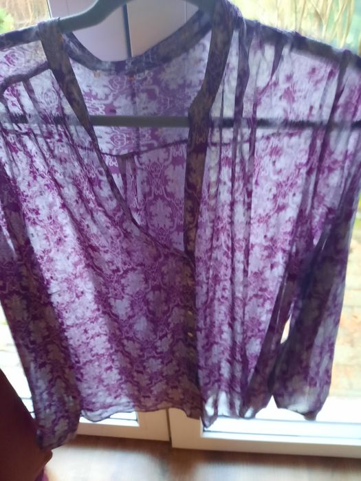 Bluzka koszulowa z srebna niska xl