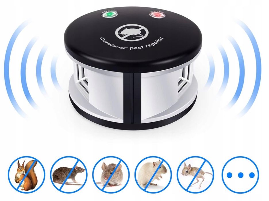 Odstraszacz Ultradźwiękowy Gryzoni Myszy Szczurów Mocny Zasięg 150 m