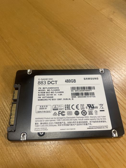 SSD Samsung 480GB SATA 2.5" 883 DCT mz7lh480hahq