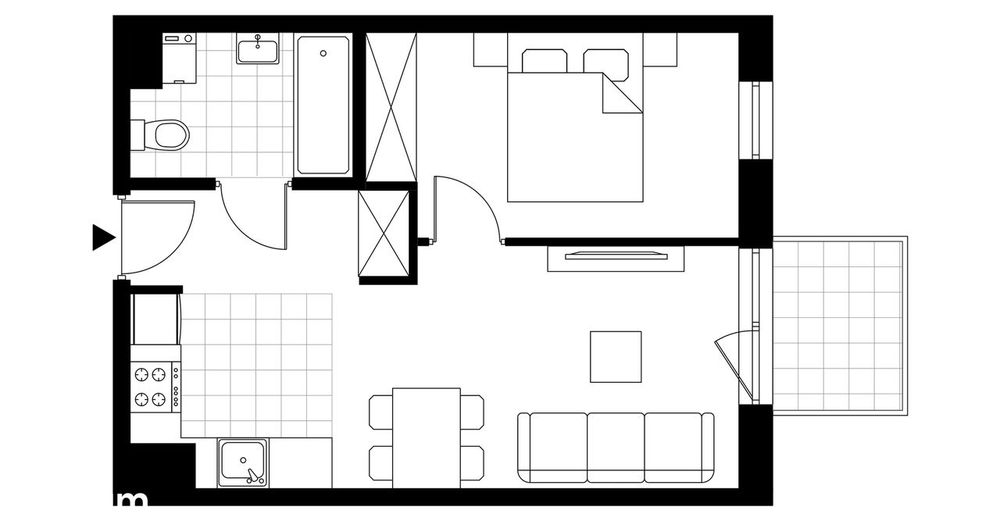 2-pokojowe mieszkanie 43m2 + loggia