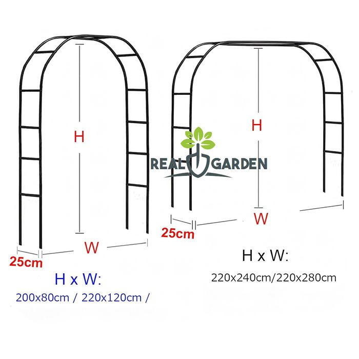 Pergola Ogrodowa Metalowa Łuk Na Kwiaty max. 2.2m x 2.4m Róże Pnącza