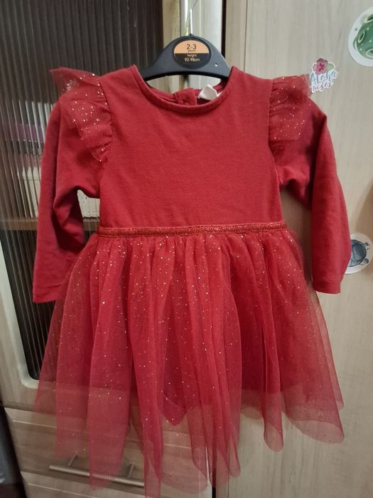 Святкове червоне плаття новорічне розмір 74 (6-9 міс)