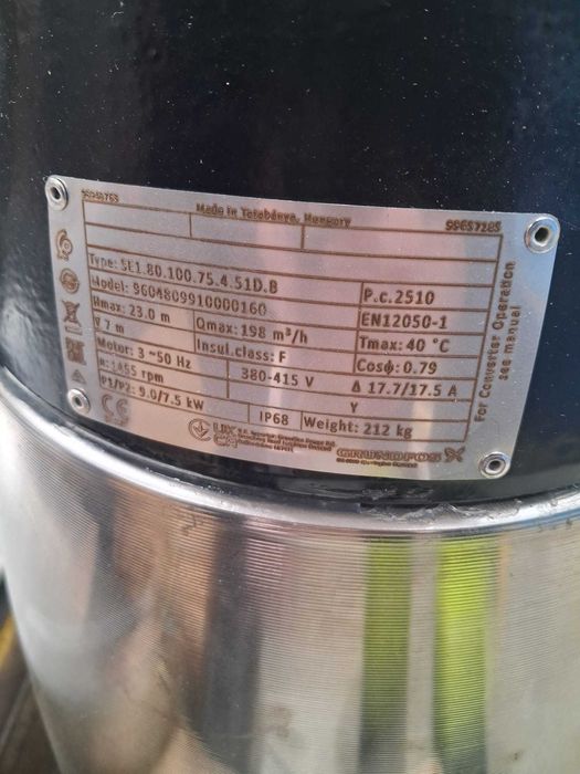 Bomba Grundfos SE1.80.100.75.4.51DB  nova ( código 96048099)