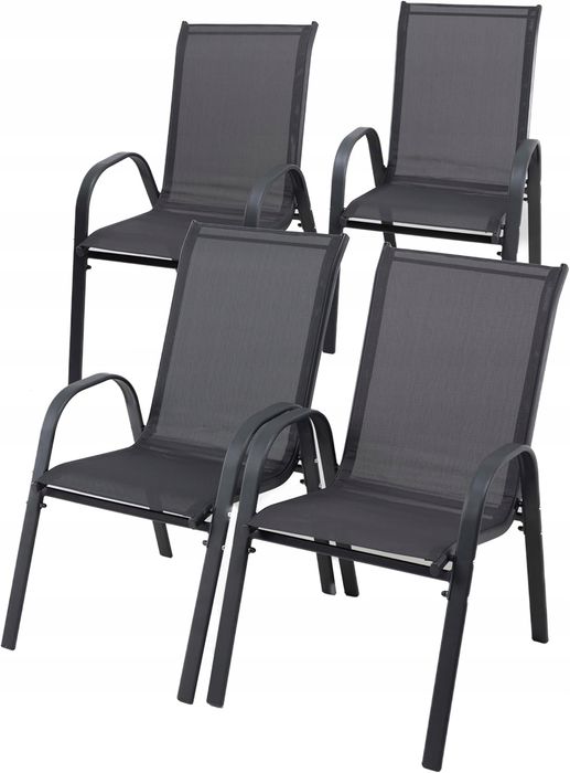 Zestaw 4x Krzesło Ogrodowe Boa Czarne