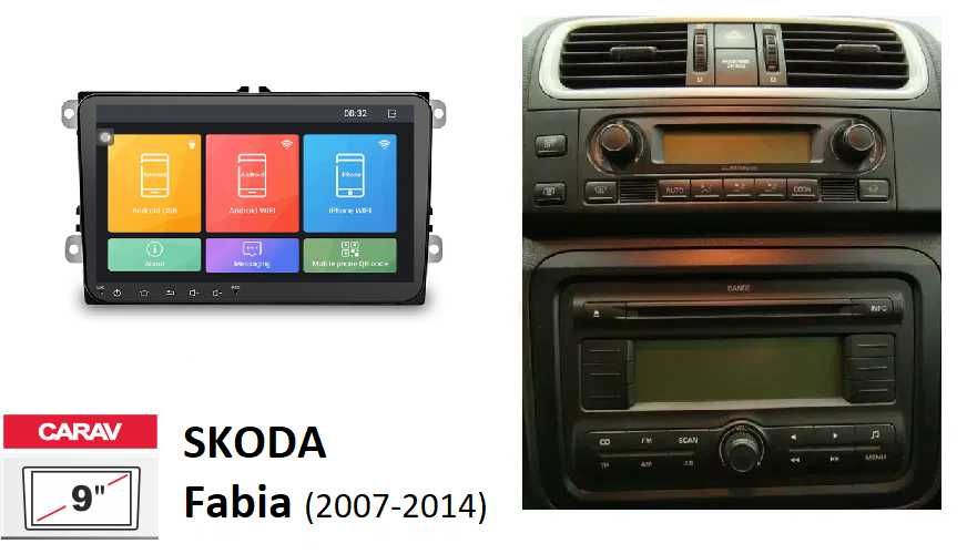 (NOVO) Rádio 2DIN • SKODA Fabia (2001 até 2020) • Android GPS [4+64GB]