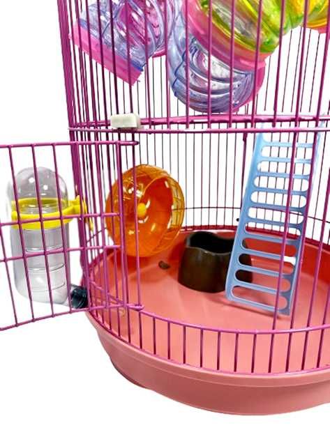 Круглая клетка для хомяков, AV941, розовая, туннели, очень яркая!