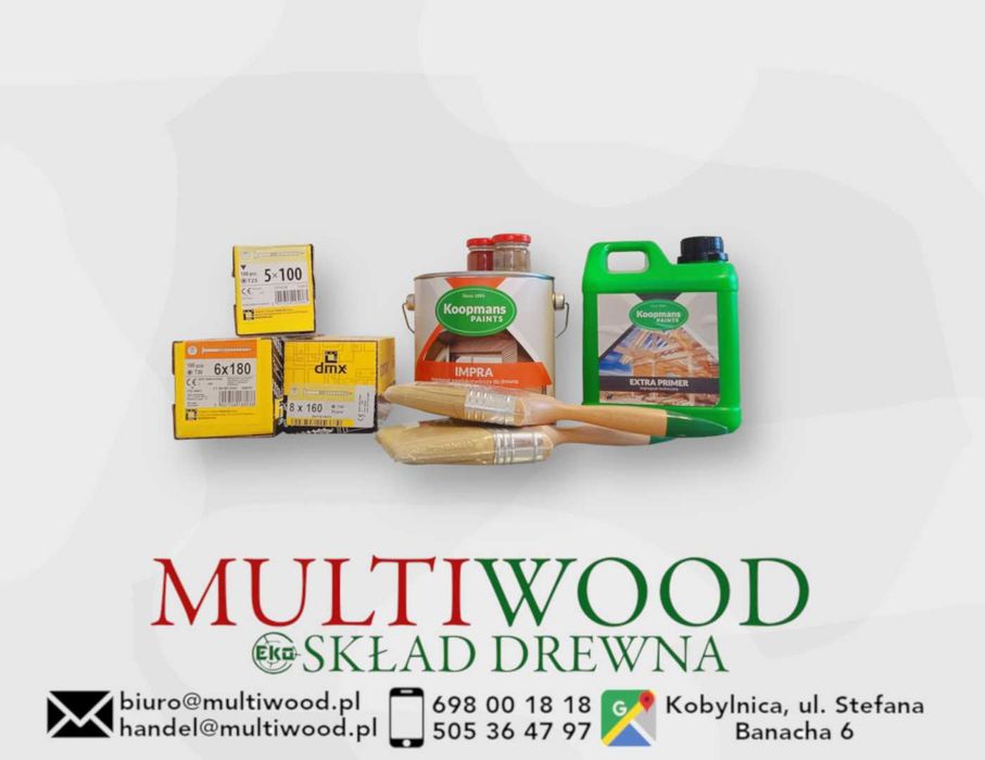 Impregnat, olej do drewna marki Koopmans. Wkręty ciesielskie