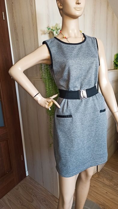 Sg Szara sukienka damska 38 , M szara klasyczna zimową jesienna sukien