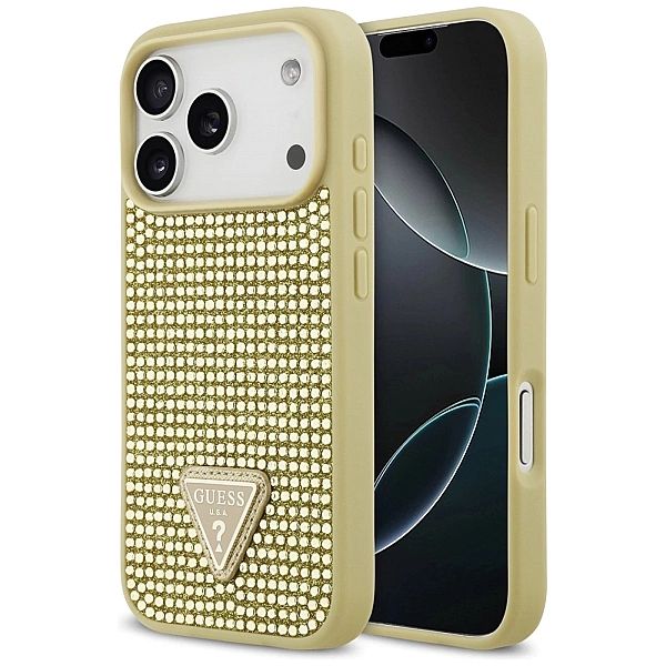 Etui Guess Rhinestone Triangle Logo na iPhone 17 Pro - złote