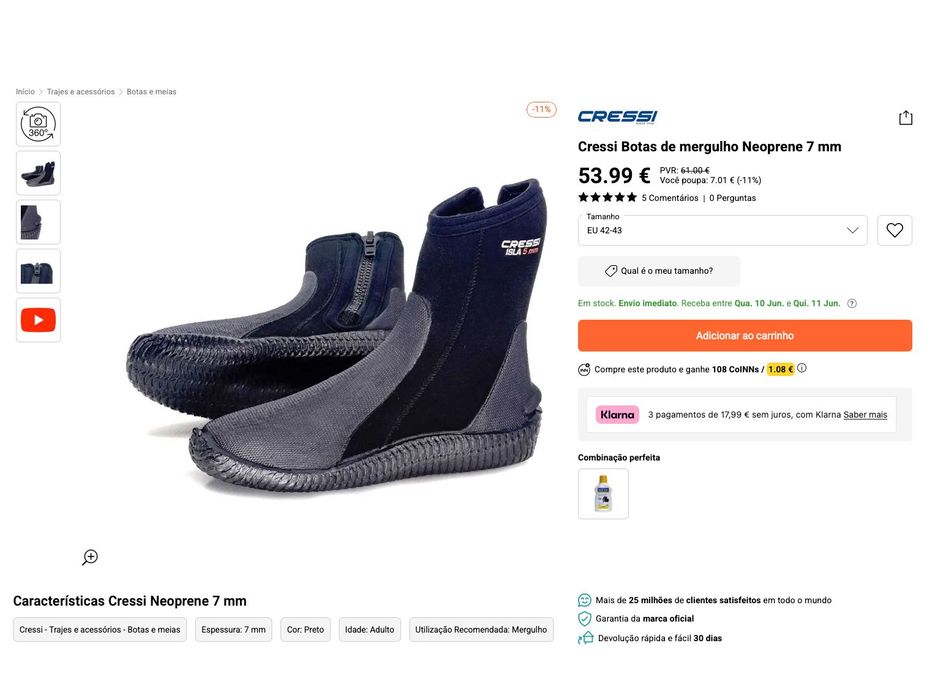 Botas Mergulho Cressi